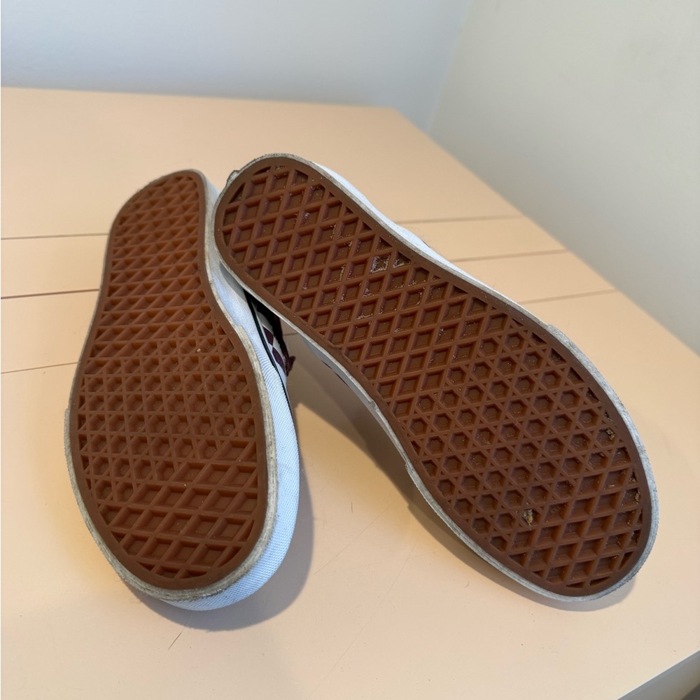 Vans Burgundy and White Checkered Slip-On Sneakers - Picture 4 of 4